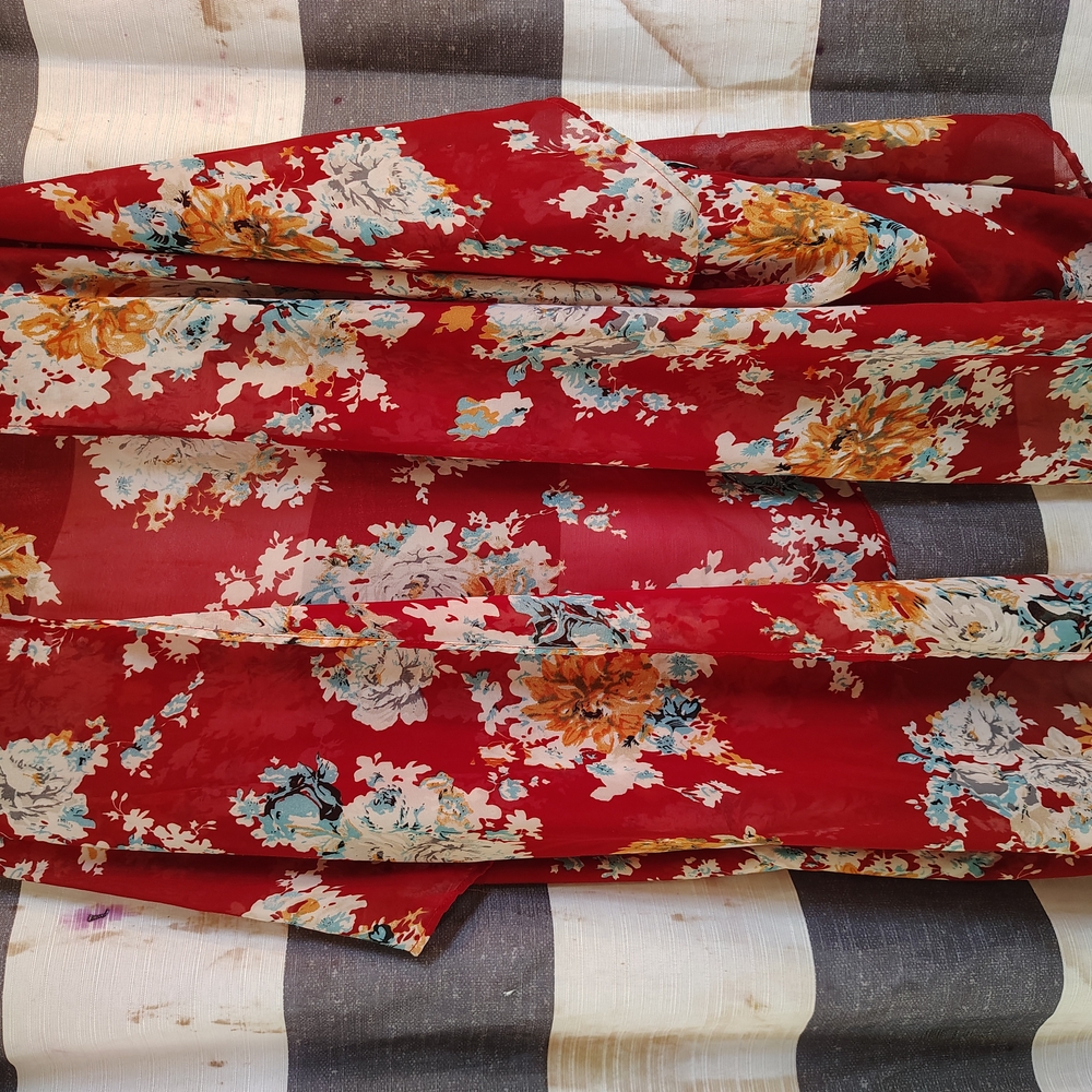 Floral Red Scarf
